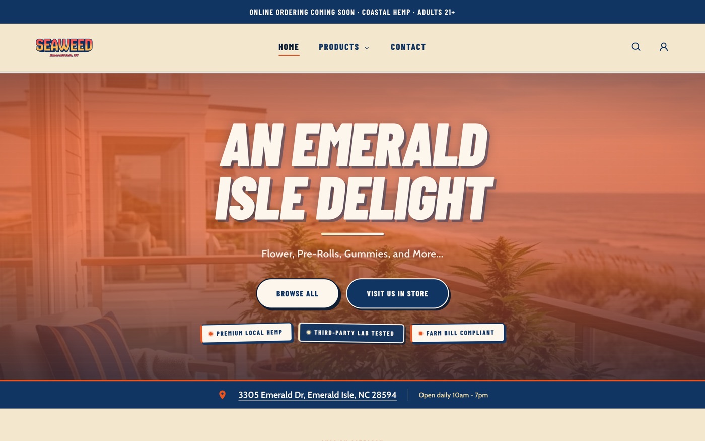 Sea Weed hero — “An Emerald Isle Delight” over a coastal sunset